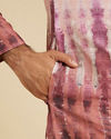 Manyavar Men Dusty Pink Tie and Dye Printed Kurta Set