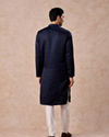 Manyavar Men Dark Blue Sequined Rhinestone Embellished Bandhgala Kurta Set