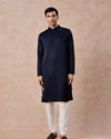 Manyavar Men Dark Blue Sequined Rhinestone Embellished Bandhgala Kurta Set