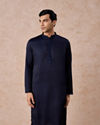 Manyavar Men Dark Blue Sequined Rhinestone Embellished Bandhgala Kurta Set