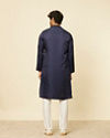 Manyavar Men Dark Blue Sequined Rhinestone Embellished Bandhgala Kurta Set