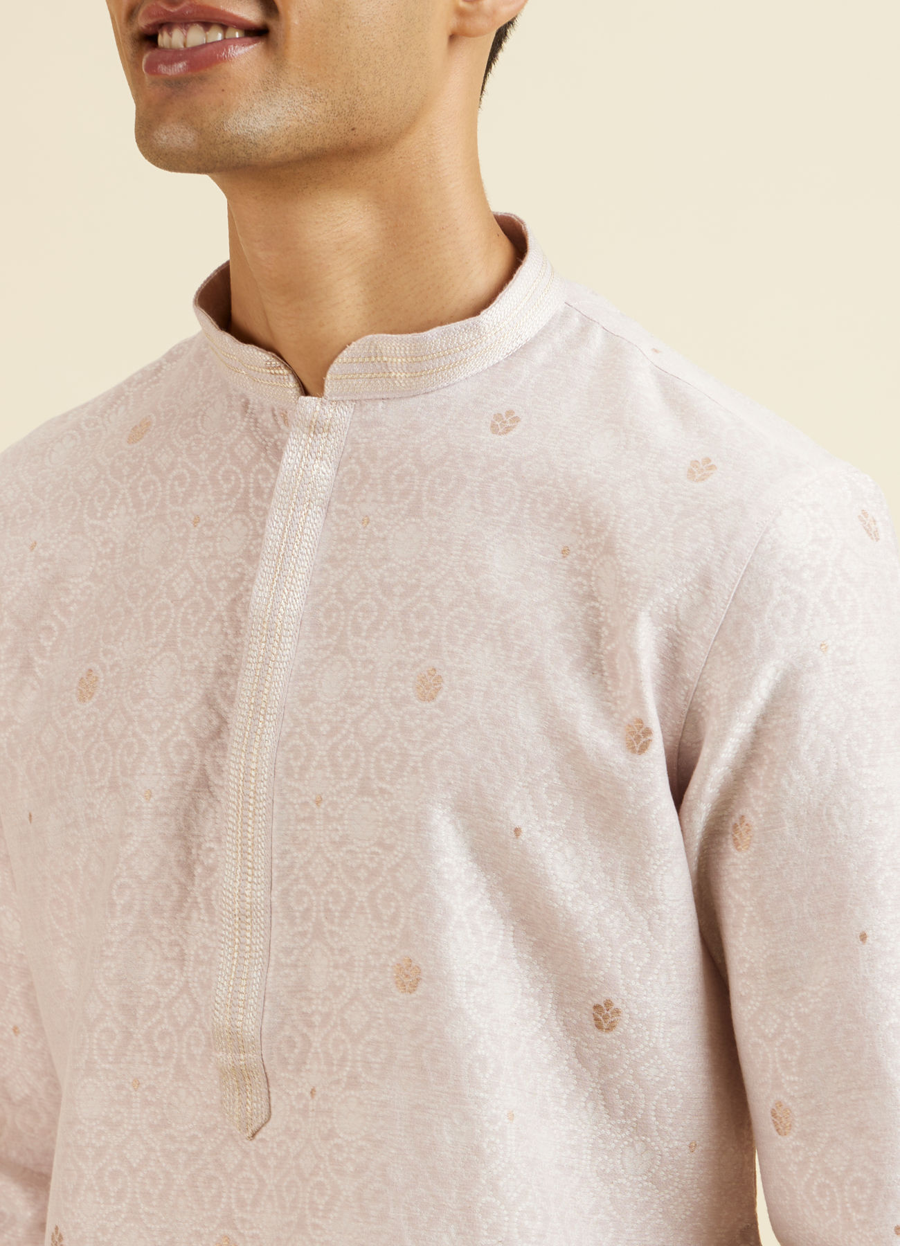 Manyavar Men Pink Buta Print Kurta Set