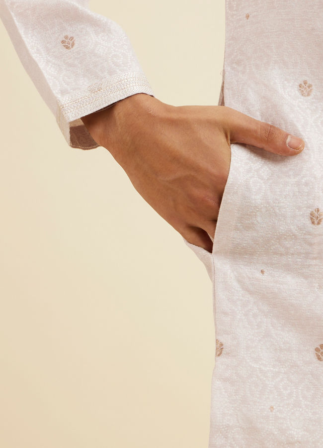 Manyavar Men Pink Buta Print Kurta Set