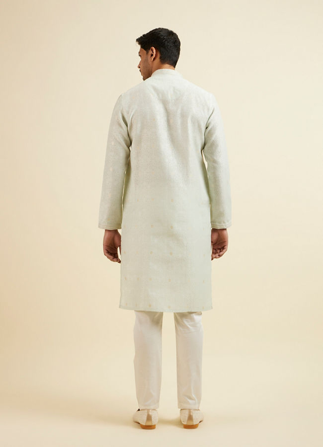 Manyavar Men Light Mid Green Buta Print Kurta Set