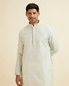 Manyavar Men Light Mid Green Buta Print Kurta Set