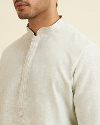 Manyavar Men Light Mid Green Buta Print Kurta Set