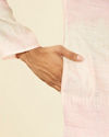 Manyavar Men Coral Pink Ikat Printed Kurta Set