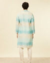 Manyavar Men Aqua Green Ikat Printed Kurta Set