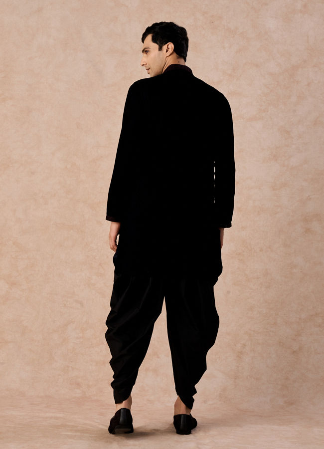 Manyavar Men Velvety Dark Blue Elegance Kurta Patiala