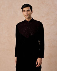 Manyavar Men Velvety Dark Blue Elegance Kurta Patiala