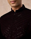 Manyavar Men Velvety Dark Blue Elegance Kurta Patiala