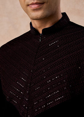 Manyavar Men Velvety Dark Blue Elegance Kurta Patiala