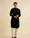 Manyavar Men Elegant Black Velvet Kurta Pajama