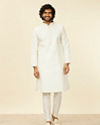 Manyavar Men Warm White Polka Dotted Kurta Set