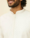 Manyavar Men Warm White Polka Dotted Kurta Set image number 1