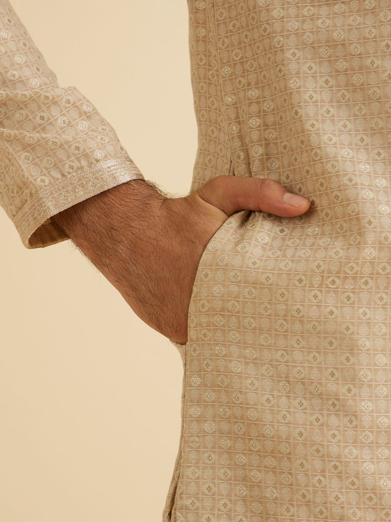 Manyavar Men Enthralling Beige Kurta Pajama