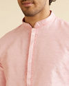 Manyavar Men Light Pink Buta Patterned Kurta Set