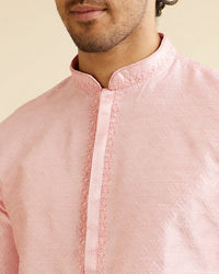 Manyavar Men Light Pink Buta Patterned Kurta Set
