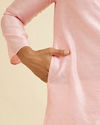 Manyavar Men Light Pink Buta Patterned Kurta Set