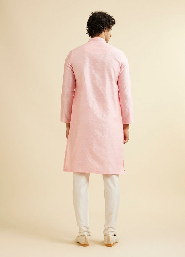 Manyavar Men Light Pink Buta Patterned Kurta Set