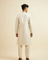 Manyavar Men Cream Grid Patterned Kurta Set