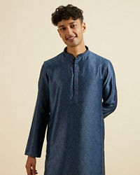 Manyavar Men Dark Blue Hexagonal Patterned Kurta Set