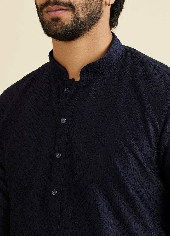 Manyavar Men Dazzling Dark Blue Kurta Pajama