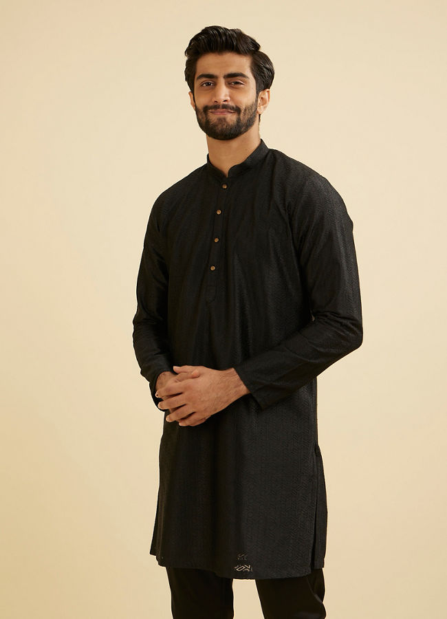 Manyavar Men Black Elegance Kurta Pajama