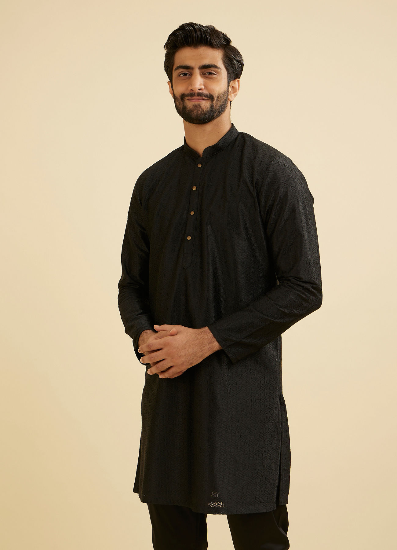 Manyavar Men Black Elegance Kurta Pajama
