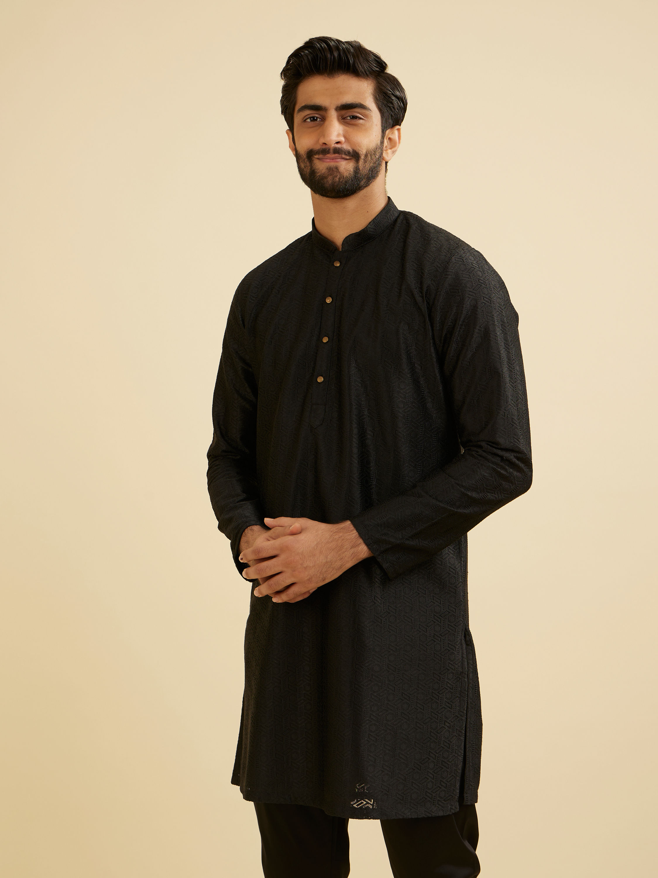 Manyavar Men Black Elegance Kurta Pajama