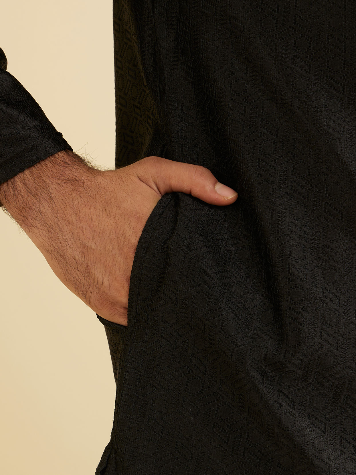 Manyavar Men Black Elegance Kurta Pajama