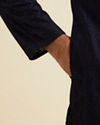 Manyavar Men Dark Blue Self Patterned Kurta Set