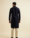 alt message - Manyavar Men Dark Blue Self Patterned Kurta Set image number 4