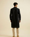 alt message - Manyavar Men Black Self Patterned Kurta Set image number 4