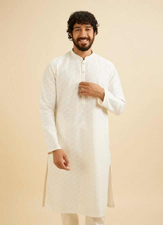 Manyavar Men Radiant Warm White Kurta Pajama