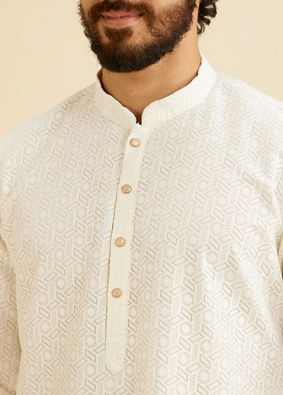 Manyavar Men Radiant Warm White Kurta Pajama image number 1