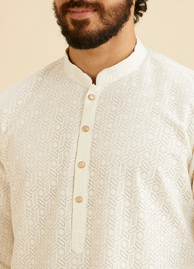 Manyavar Men Radiant Warm White Kurta Pajama