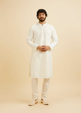 Manyavar Men Radiant Warm White Kurta Pajama image number 2