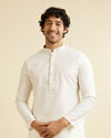 alt message - Manyavar Men Snow White Jaal Patterned Kurta Set image number 0