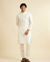 Manyavar Men Snow White Jaal Patterned Kurta Set