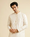 Cream Pink Kurta Set with Diamond Buta Motifs