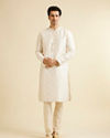 Manyavar Men Cream Pink Kurta Set with Diamond Buta Motifs