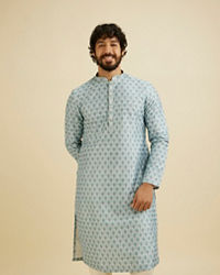 Manyavar Men Peach Chikankari Print Kurta Set