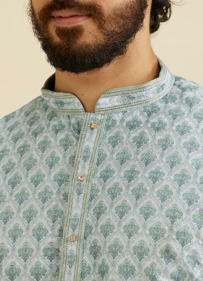 Manyavar Men Green Printed Kurta Pajama Set