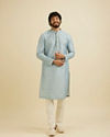 Manyavar Men Peach Chikankari Print Kurta Set