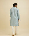 alt message - Manyavar Men Green Chikankari Print Kurta Set image number 5