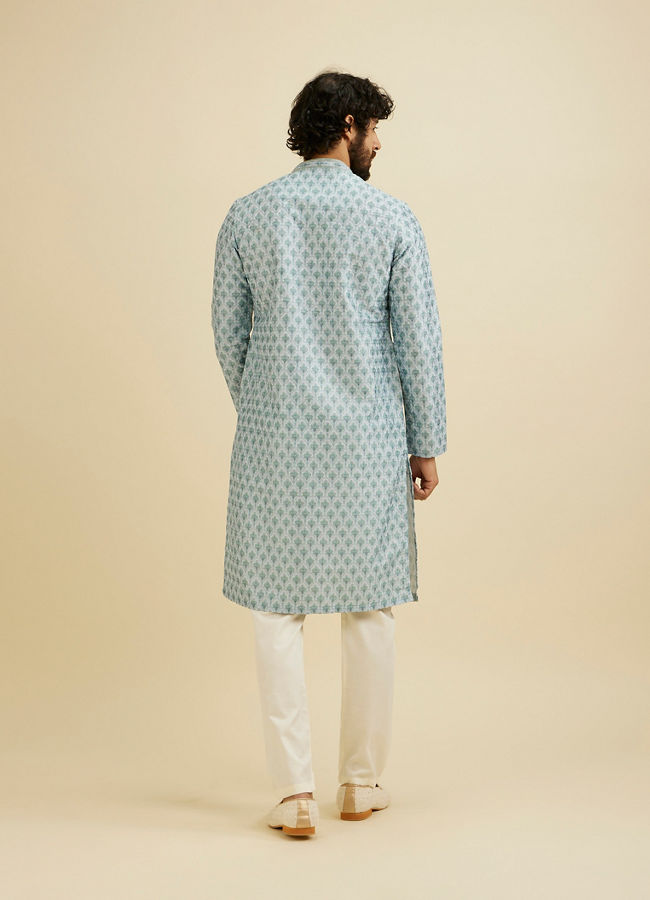 Manyavar Men Green Printed Art Silk Kurta Pajama Set