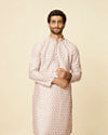 alt message - Manyavar Men Peach Imperial Printed Kurta Set image number 0