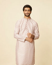 Manyavar Men Peach Imperial Printed Kurta Set