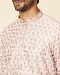 Manyavar Men Peach Imperial Printed Kurta Set